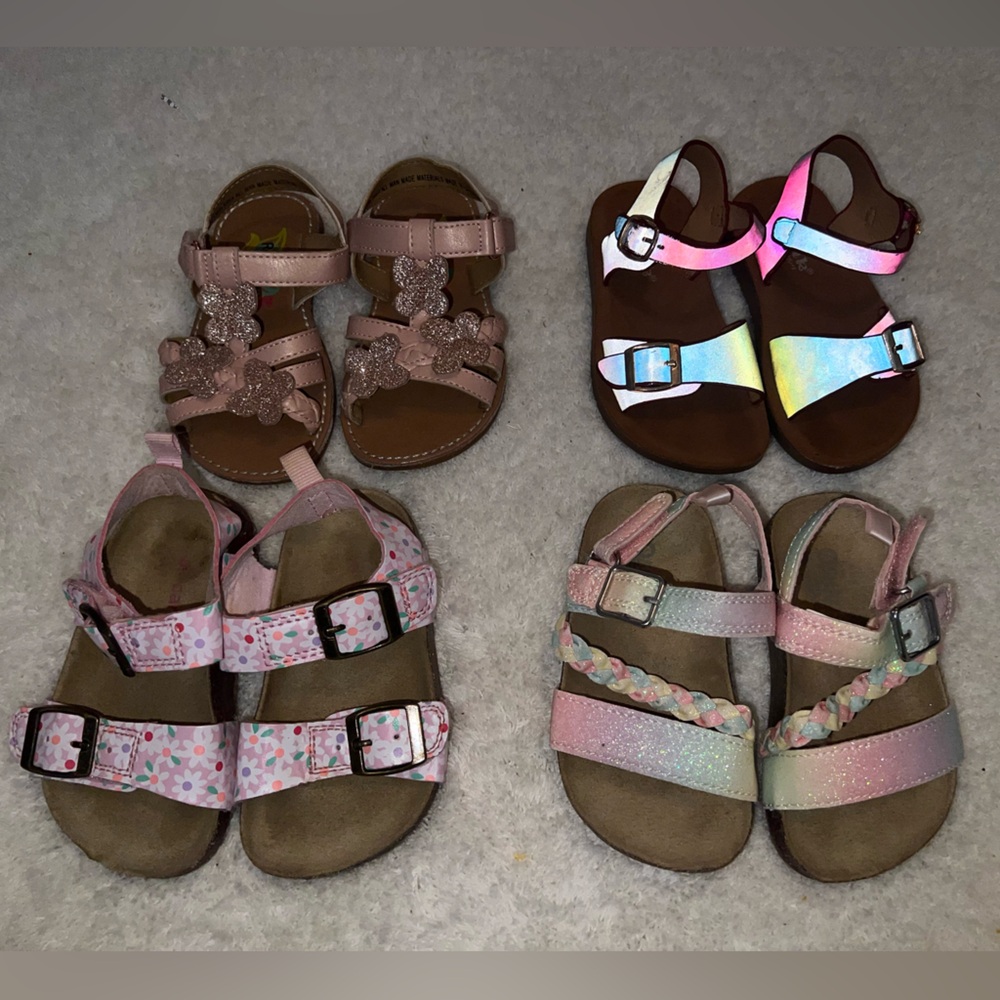 Set of Toddler Sandals Size 6 Sparkling Pink Butterfly